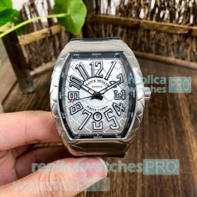 Replica Franck Muller Vanguard V45 Silver Dial Snake Skin Case Watch